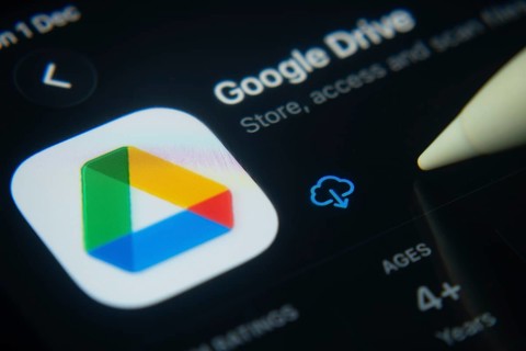 Dhaka, Bangladesh- 01 Dec 2025: A close-up of the Google Drive app icon in the App Store on an iPad