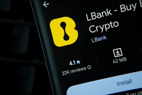 Dhaka, Bangladesh- 27 July 2025: LBank app from Google Playstore is displayed on a smartphone