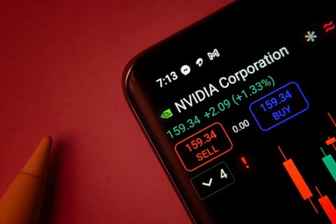 Dhaka, Bangladesh- 08 Sep 2025: Close-up of a phone screen showing Nvidia Corporation stock market