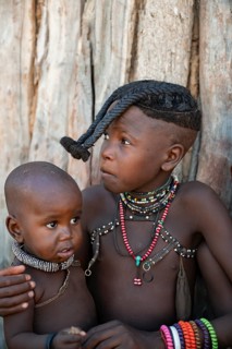 Portrait, girl, Himba children, traditional Himba village, Kaokoveld, Kunene, Namibia