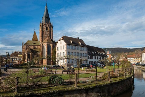 Gothic Church of St. Peter and Paul, Saints-Pierre-et-Paul, Wissembourg, Weissenburg, Alsace,