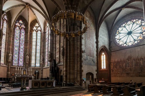 Interior view, Gothic Church of St. Peter and Paul, Saints-Pierre-et-Paul, Wissembourg,