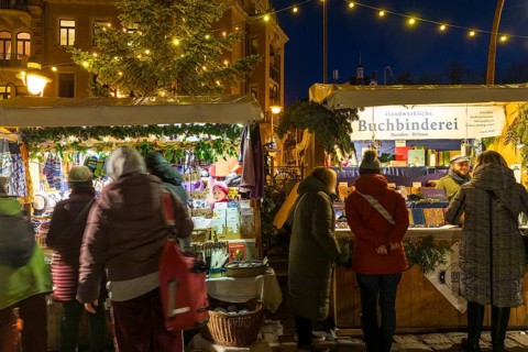 Elbhangfest Christmas market in Dresden Loschwitz in the historic village center of Loschwitz