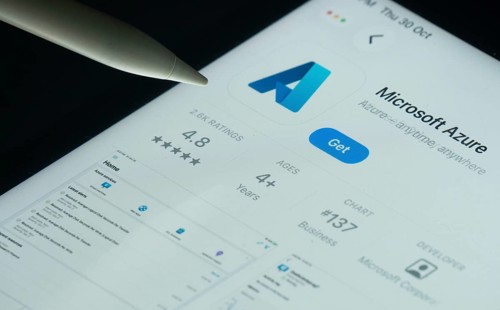 Dhaka, Bangladesh- 30 Oct 2025: Microsoft Azure app on a iPad screen with a pen pointing at the