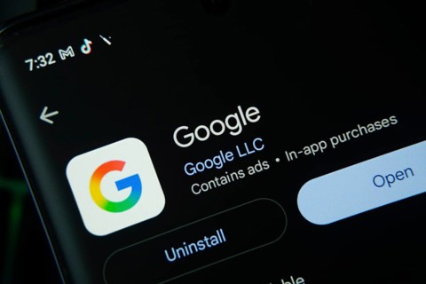 Dhaka, Bangladesh- 27 July 2025: Screen displaying Google app with open and uninstall options, dark
