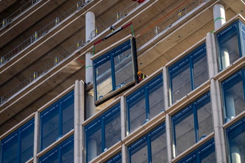 Construction site of the high-rise office building The Berlinian, in the vicinity of Alexanderplatz
