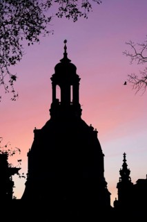 Church of Our Lady Dresden, evening sky, late autumn, Saxony, Germany