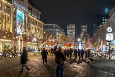 The KaDeWe, department store of the West on Tauentzienstraße in Christmas light decoration, Berlin,