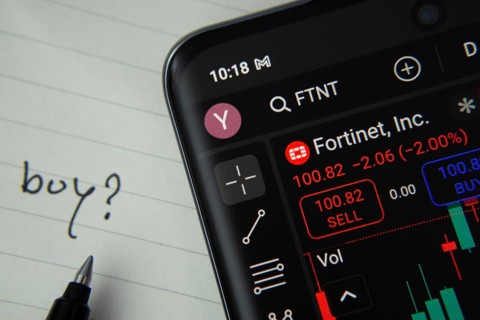 Dhaka, Bangladesh- 20 June 2025: Fortinet Inc stock trading details displayed on smartphone with