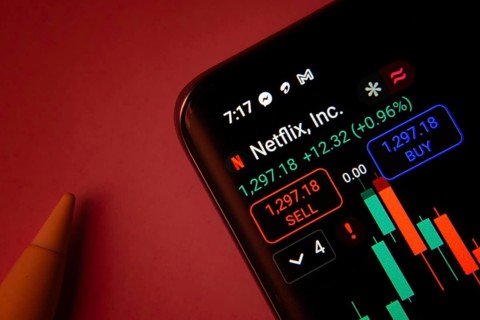 Dhaka, Bangladesh- 08 Sep 2025: Close-up of a phone screen showing Netflix Inc stock market data