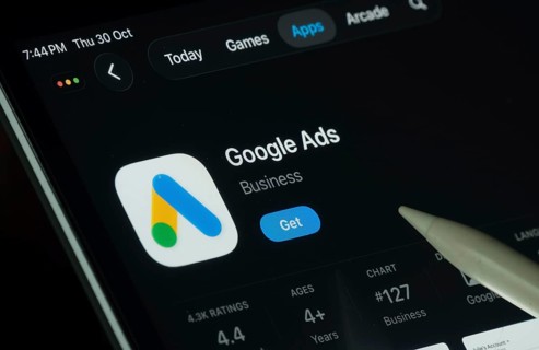 Dhaka, Bangladesh- 30 Oct 2025: Google Ads app displayed on a iPad screen in dark mode with a