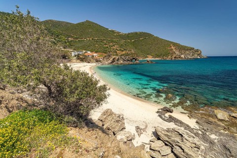 The beach of Kalamos, island of Euboea or Evia, Greece