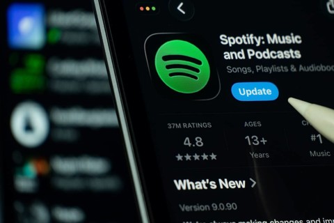 Dhaka, Bangladesh- 24 Oct 2025: A iPad screen displaying the Spotify app on App store