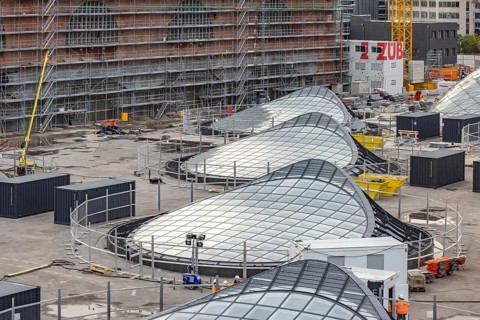 Stuttgart Central Station. Stuttgart 21 construction site. The new transit station is being built