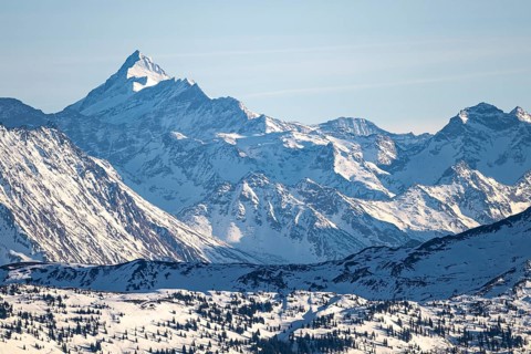 Grossglockner summit in winter, view from Hohe Salve, Tyrol, Austria