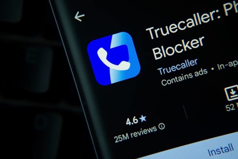 Dhaka, Bangladesh- 27 July 2025: Truecaller app from Google Playstore is displayed on a smartphone