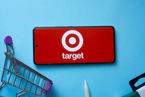 Dhaka, Bangladesh- 03 July 2025: Smartphone displaying Target logo with shopping cart on a blue