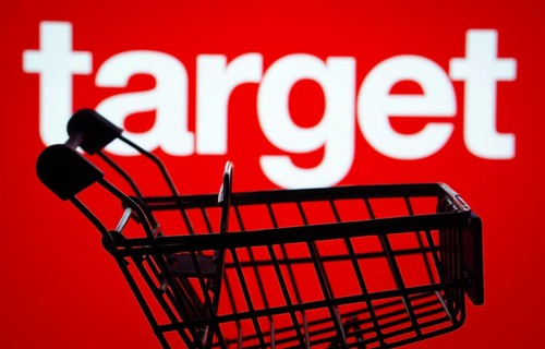 Dhaka, Bangladesh- 03 July 2025: Silhouette of a shopping cart in front of the Target logo,