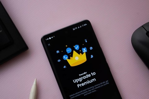 Dhaka, bangladesh- 16 March 2025: A smartphone screen featuring the upgrade to premium Truecaller