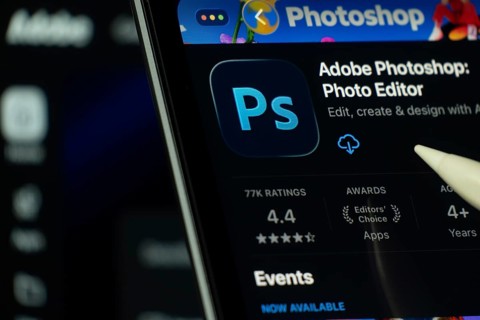 Dhaka, Bangladesh- 24 Oct 2025: A iPad screen displaying the Adobe Photoshop app on App store
