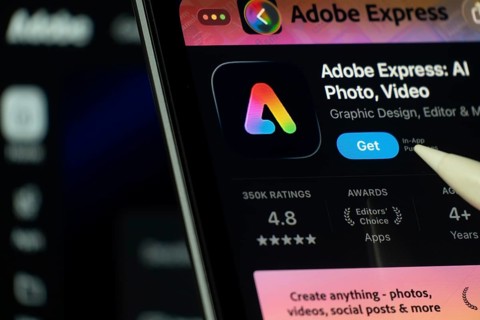 Dhaka, Bangladesh- 24 Oct 2025: A iPad screen displaying the Adobe Express app on App store