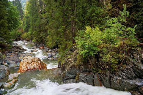 Diosaz mountain river in the gorge, Gorges de la Diosaz, Les Houches, Chamonix-Mont-Blanc,