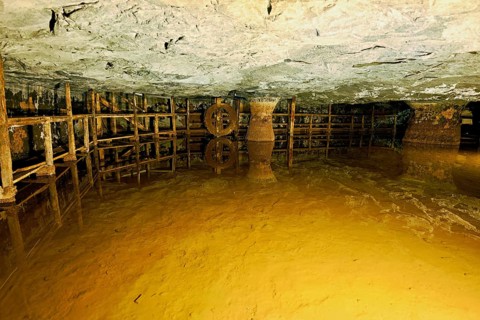 Old tunnel in the salt mine, Bex, Canton of Vaud, Switzerland