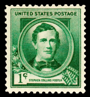 Historic US postage stamp, Stephen Collins Foster, 1826 – 1864, American composer, digitally