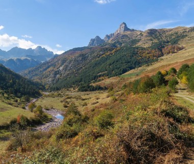 Mountain landscape Guarrinza - La Mina, Aragon Subordan river valley, Parque Natural Valles