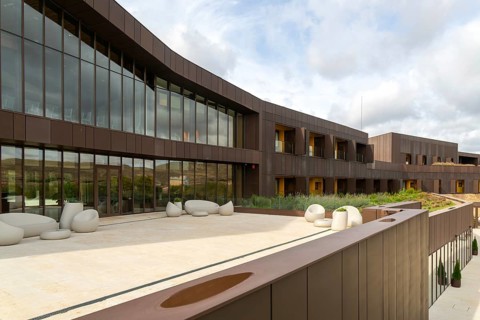 Modern architecture of new Parador de Molina de Aragón, Guadalajara province, Castile-La Mancha,