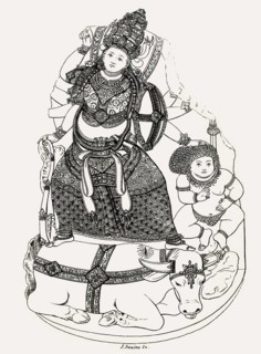 Hindu Warrior goddess Durga slaying Mahishasura the buffalo demon, important goddess in Hinduism,