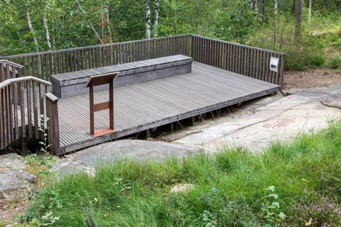 Historic rock carvings of Tanum, here at the Vitlycke site, figurative depiction from the Bronze
