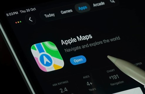 Dhaka, Bangladesh- 30 Oct 2025: Apple Maps app displayed on a iPad screen in dark mode with a