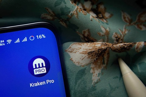 Dhaka, Bangladesh- 07 May 2025: Kraken Pro app icon is seen on smartphone