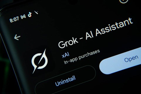 Dhaka, Bangladesh- 27 July 2025: Screen displaying Grok Ai app with open and uninstall options,