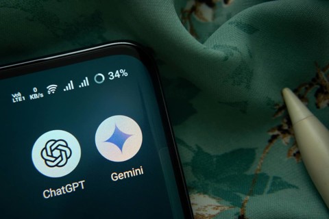 Dhaka, Bangladesh- 07 May 2025: ChatGPT and Gemini app icon is seen on smartphone