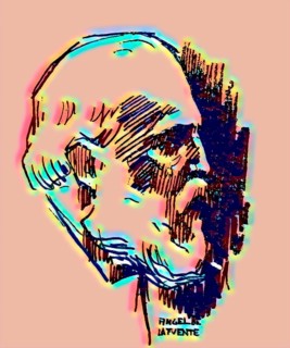 Portrait of Antoni Gaudí i Cornet, 1852 – 1926, Catalan architect and designer from Spain, the