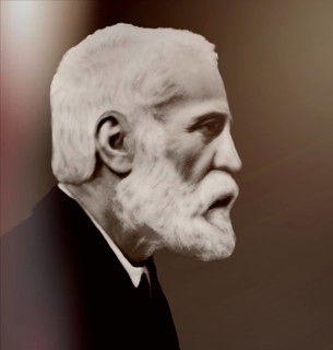 Portrait of Antoni Gaudí i Cornet, 1852 – 1926, Catalan architect and designer from Spain, the