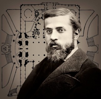 Portrait of Antoni Gaudí i Cornet, 1852 – 1926, Catalan architect and designer from Spain, the