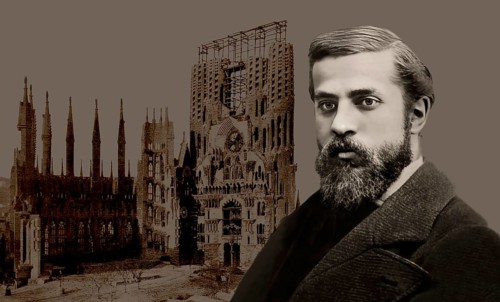 Portrait of Antoni Gaudí i Cornet, 1852 – 1926, Catalan architect and designer from Spain, the
