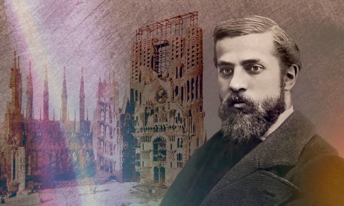 Portrait of Antoni Gaudí i Cornet, 1852 – 1926, Catalan architect and designer from Spain, the