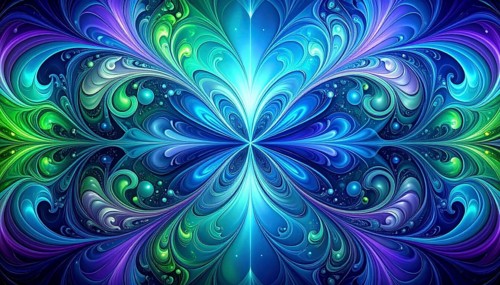 Symmetric Abstract Bright Liquid Ornament Background, futuristic wallpaper template illustration,