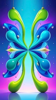 Symmetric Abstract Bright Liquid Ornament Background, futuristic wallpaper template illustration,