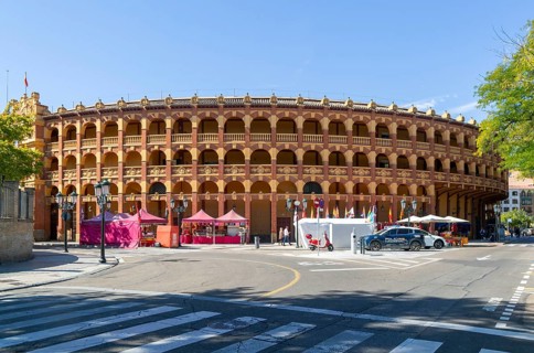 Plaza de Toros de la Misericordia historic bullring building, city of Zaragoza, Aragon, Spain