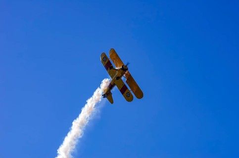 A Boeing PT-17 Stearman biplane, also Boeing Stearman Model 75, with the inscription 399 USNAVY