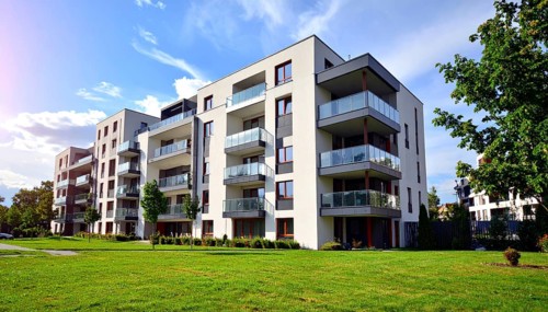 New modern block of flat, condo architecture, Residential apartment as a flat, luxury house