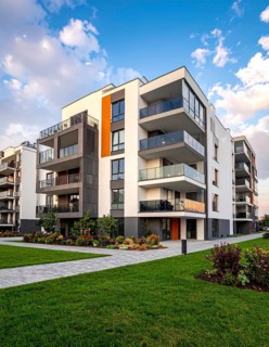 New modern block of flat, condo architecture, Residential apartment as a flat, luxury house