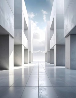3d illustration of abstract modern architecture background, Minimal geometry architectural design,