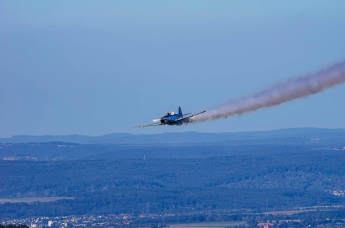 A Pilatus P-2 from Pilatus Flugzeugwerke AG with registration D-ETHN during a flight demonstration