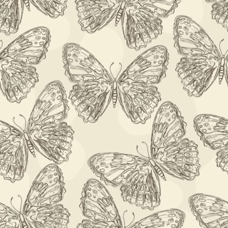 Vector seamless pattern design with hand drawn butterflies